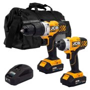 JCB 18V Twinpack Combi Drill and Impact Driver with 2 x 2.0Ah Li-ion Batteries